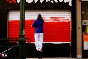 Peinture fond rouge et noir